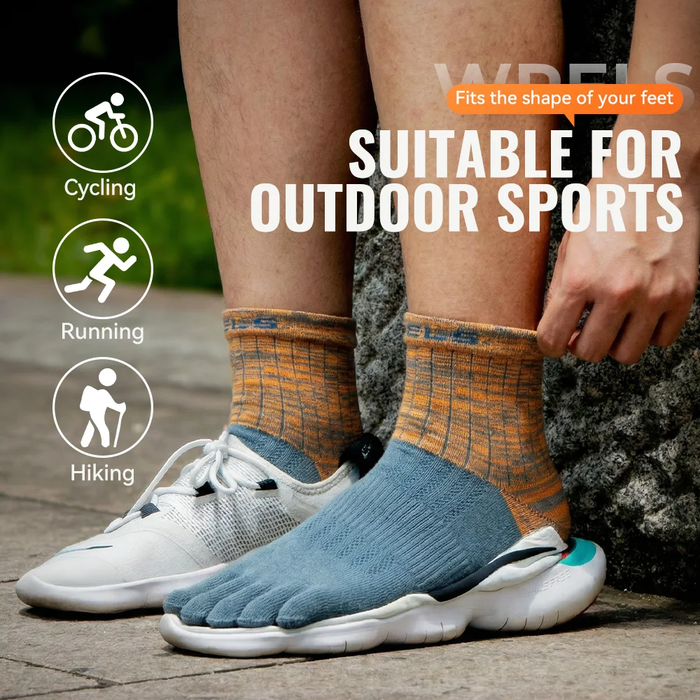 Picture 3: WRELS 1/2/3pairs COOLMAX Toe Socks for Men Women Running  Athletic Breathable Five Toe Quick Dry Performance Compression Toe Soc