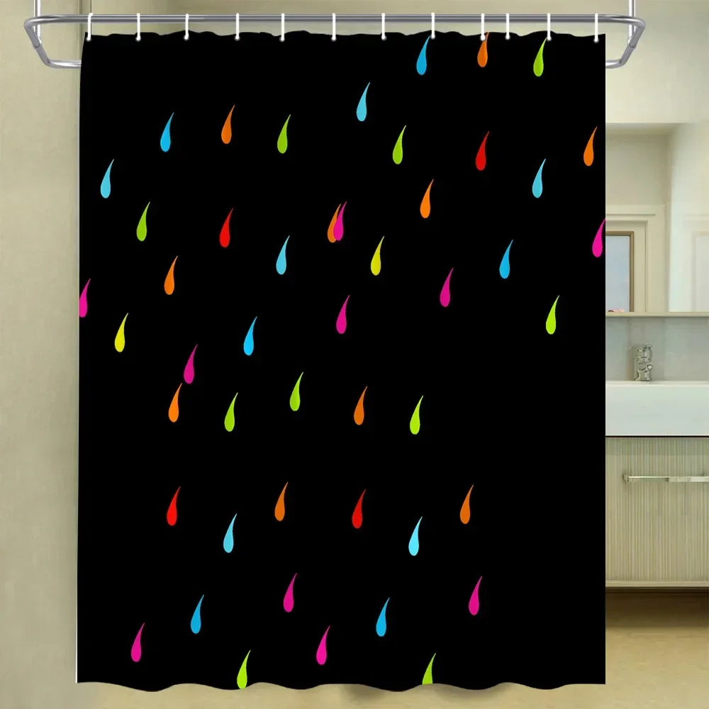 Cartoon Raindrops Shower Curtains Cute Umbrellas Children's Home Fabric Curtains Bathroom Accessories Sets Washable Bath Curtain