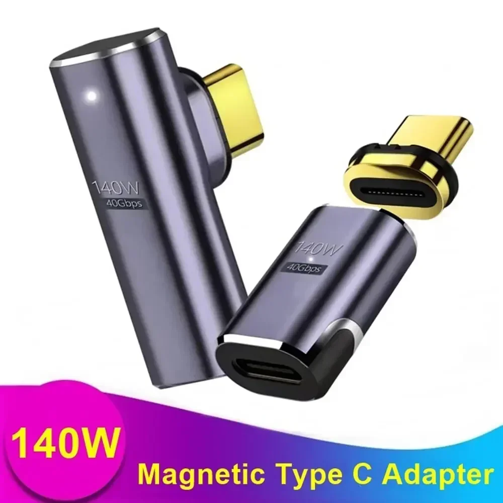 Adaptador De Carregamento Rápido Do Telefone Móvel, Conversor Magnético Tipo-C, Transferência De Dados, USB 4.0, 40Gbps, 140W