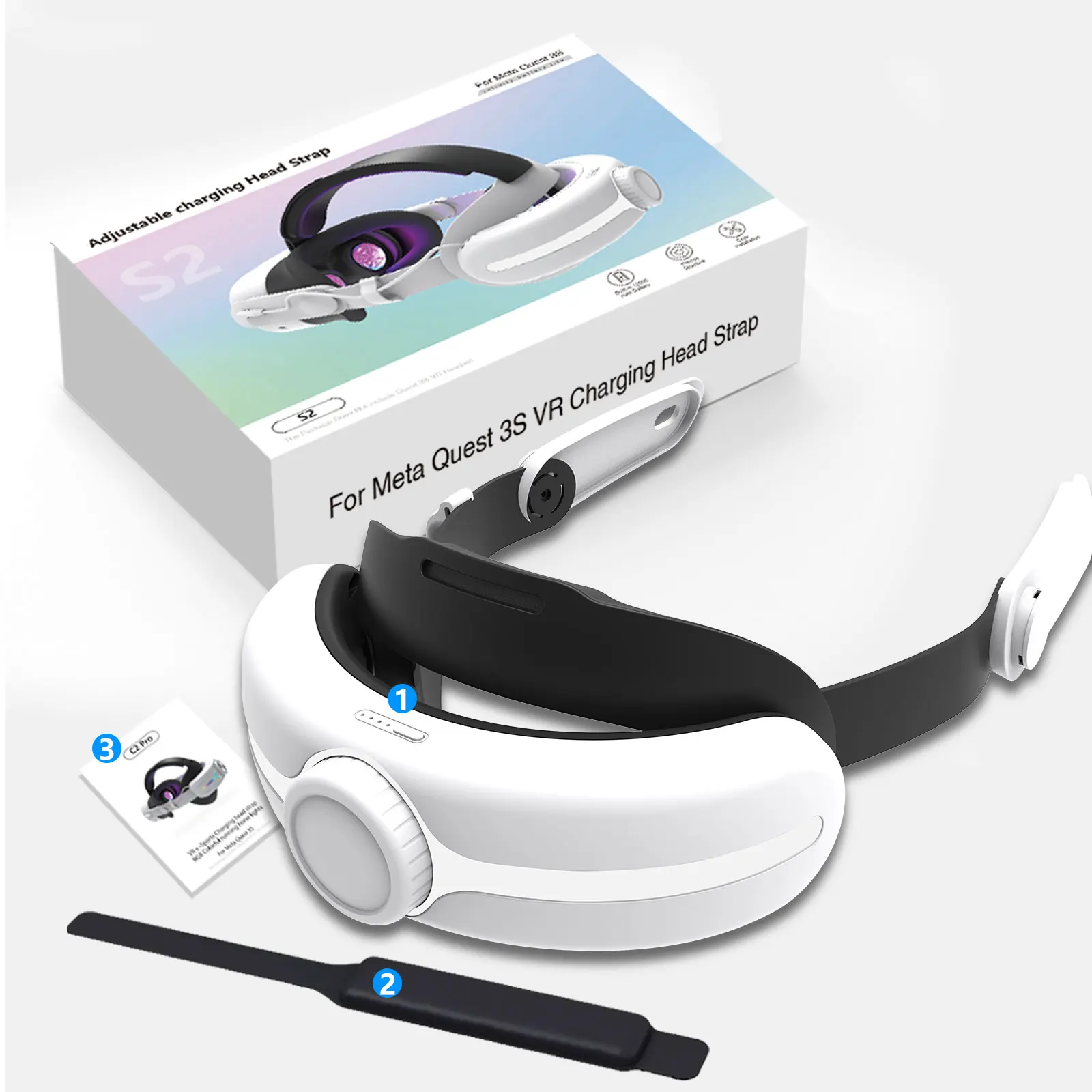 mtmoatvr Compatible with For Oculus/Meta Quest 3/3s 12000mAh Battery Head Strap VR accessories, , Extended Playtime