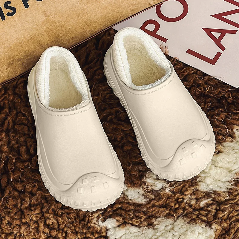 

Fashion Cotton Slippers for Men Winter Warm Home Cotton Shoes Waterproof Garden Shoes 2025 Outdoor Indoor Slip on Concise Shoes