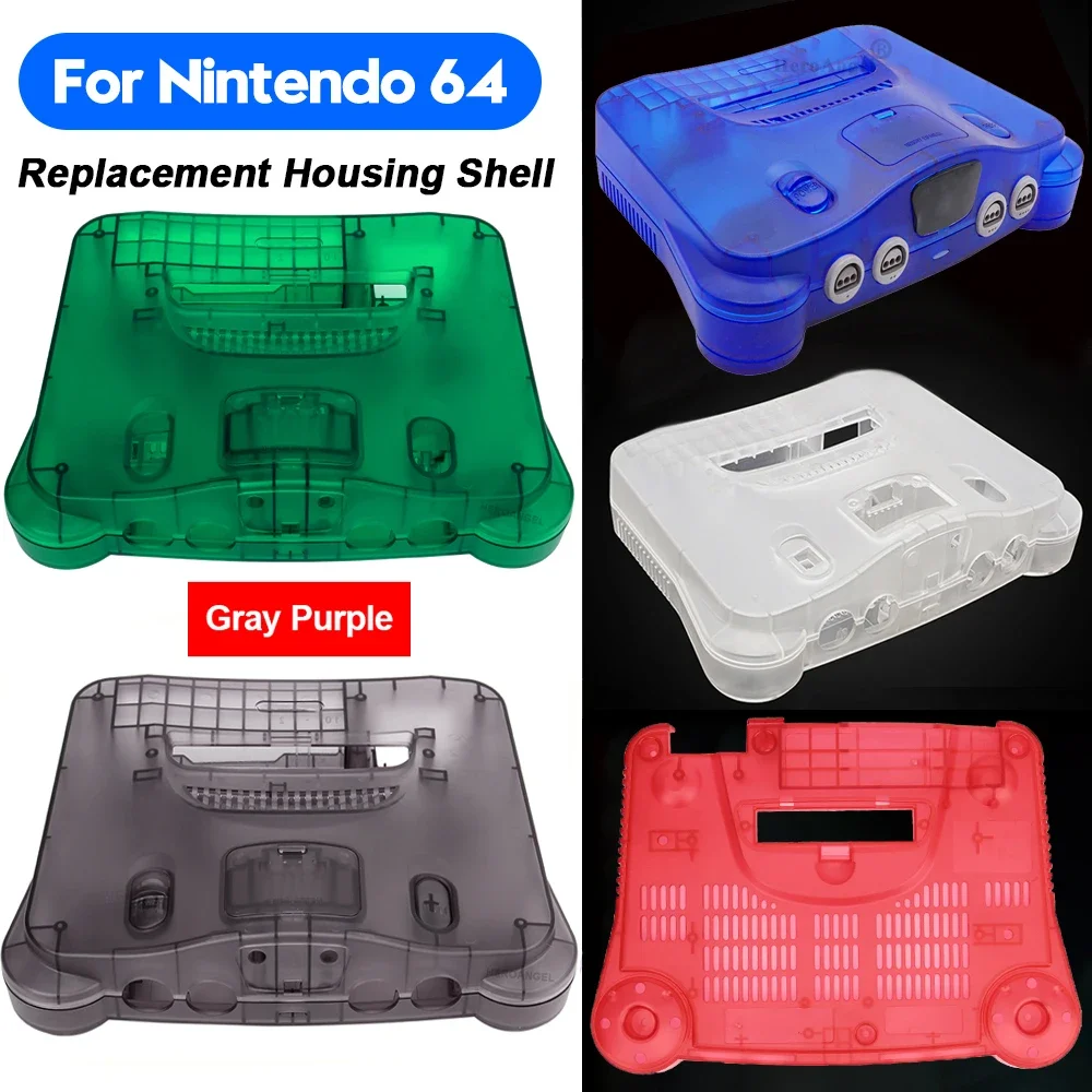 Custodia traslucida con guscio di ricambio NUOVO in 7 colori compatibile con scatola trasparente per console per videogiochi retrò Nintend N64