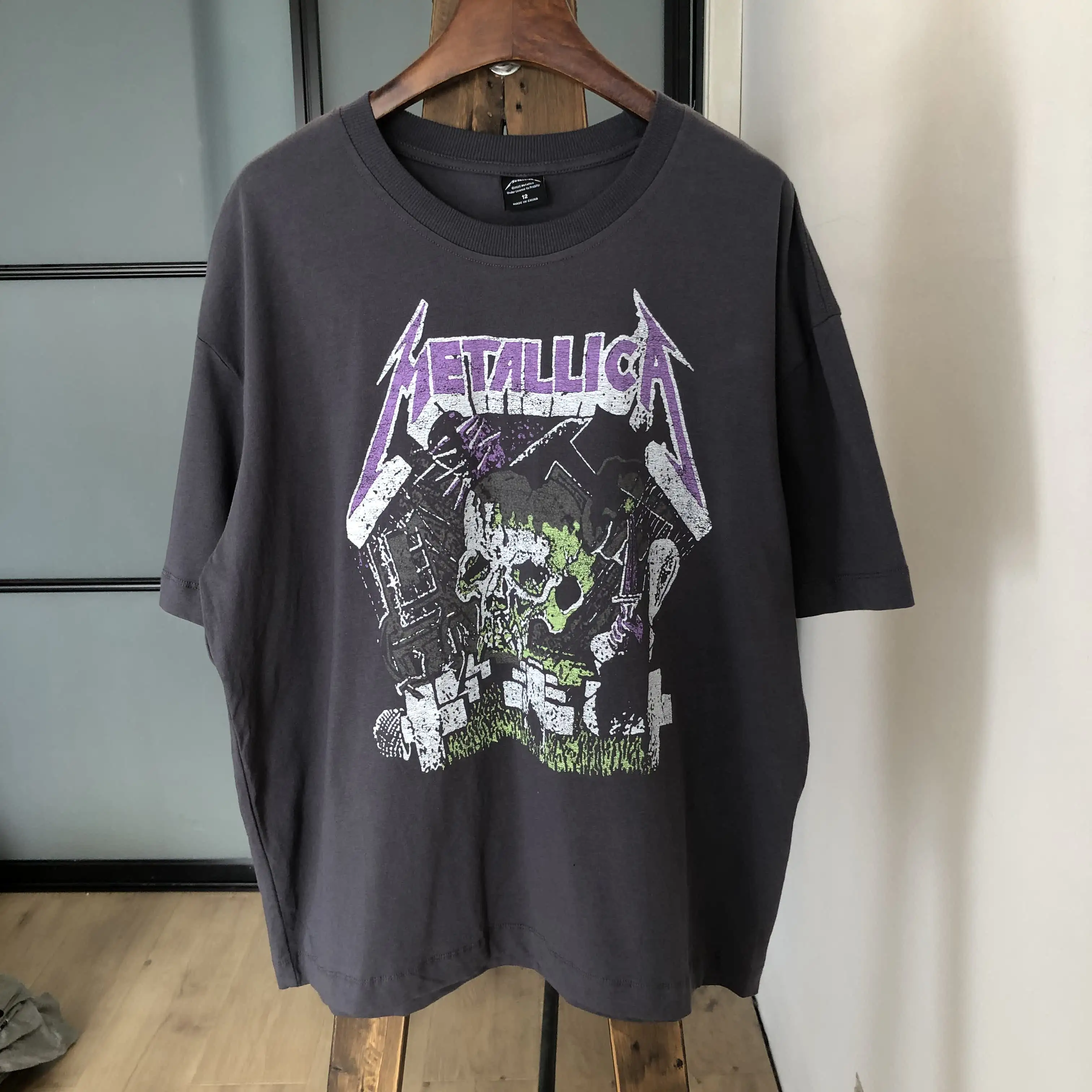 Foreign Trade Single Men's and Women's Neutral Short Sleeved T-shirt Metal Rock Band Metallica Skull Os Loose Edition