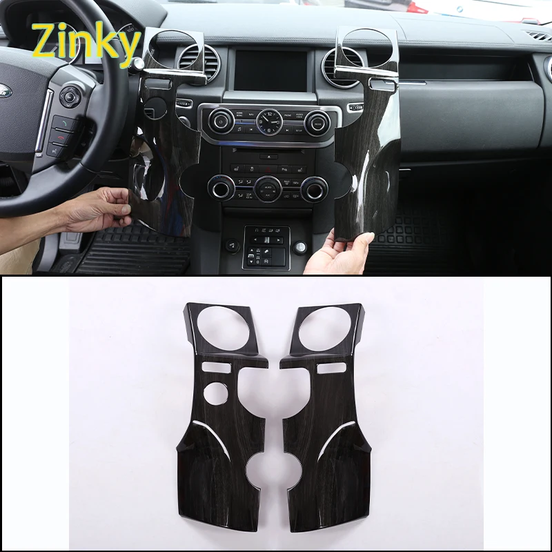 

ABS plastic Black wood grain Central control air outlet mask decorative frame Fit for Land Rover Discovery 4 LR4 2010-2016 LHD