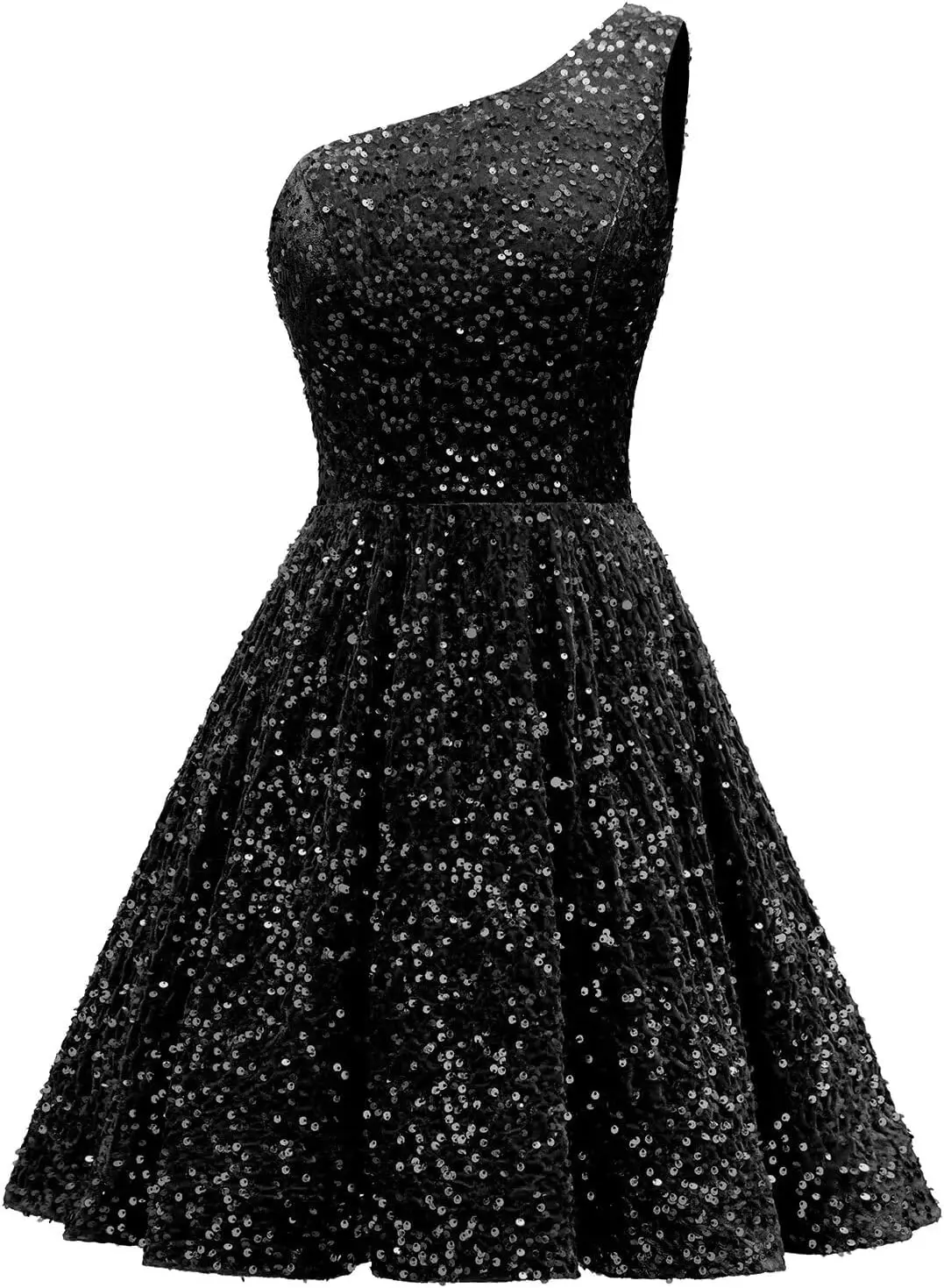 Vestido de baile de lantejoulas de um ombro para adolescentes brilhante curto baile de formatura vestido formal com bolsos vestido de formatura 2026