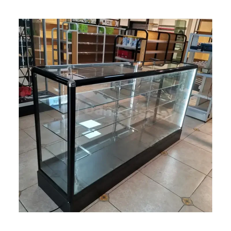 custom.Custom Size Lockable Aluminum Frame Display Showcase with Led Lights Counter Display for Store Mall and Reta