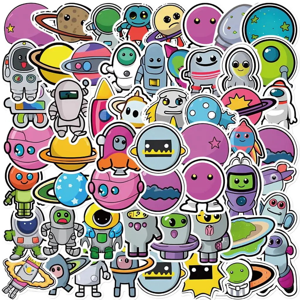 50PCS The Firmament Cute Cartoon Stickers Decoration DIY Travel Luggage Guitar Fridge Laptop Graffiti Sticker Decals for Kid