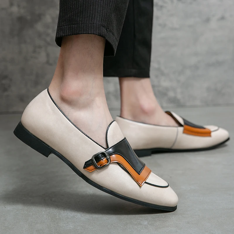 New Men Fashionable Formal Shoes in Beige Lightweight and Comfortable Versatile Lefu Shoes Business and Social Shoes Men Shoes