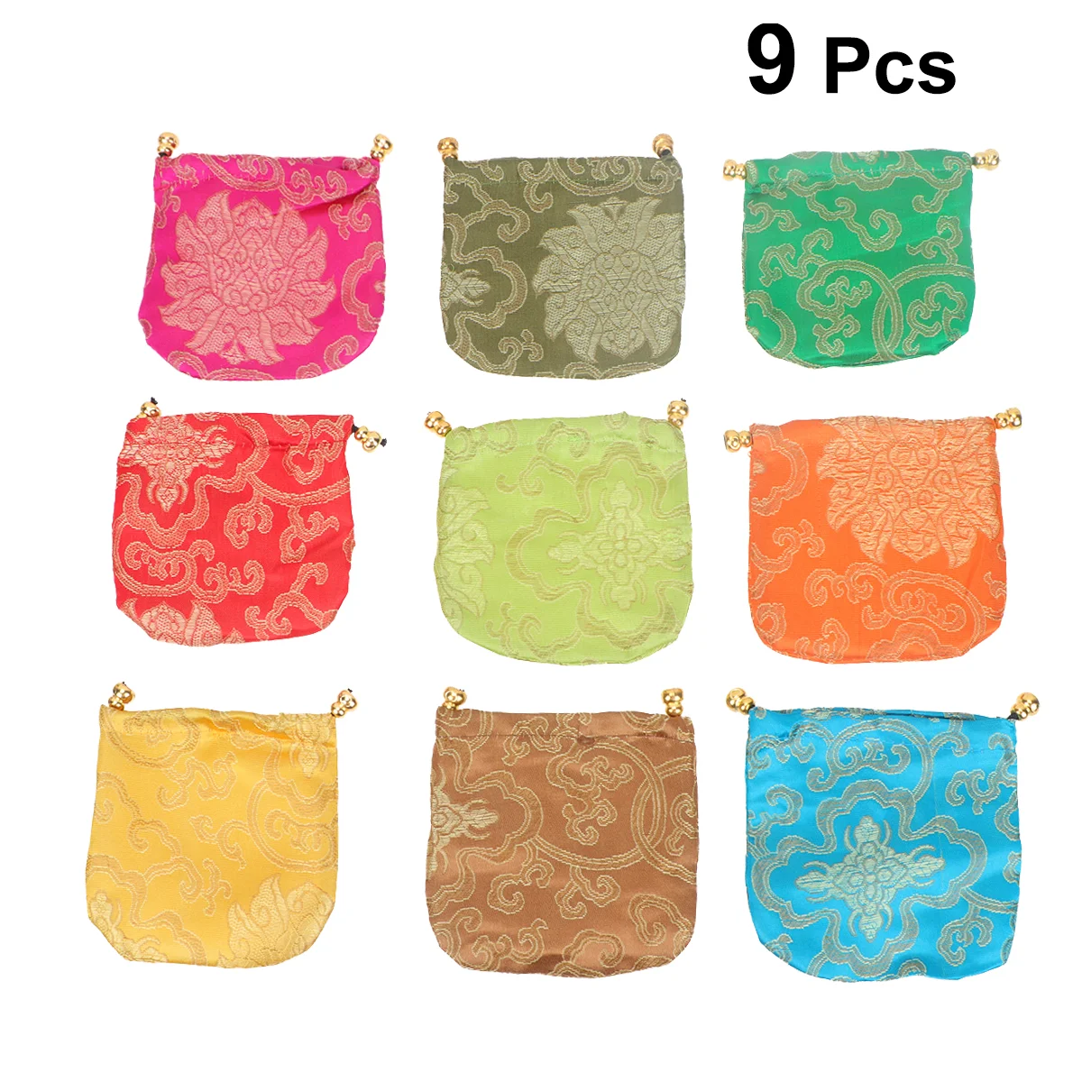 9pcs Gift Storage Bag Packages Silk Drawstring Pouches Jewelry Packaging Bags Bracelets Storage Pouch(Assorted and Random Patter