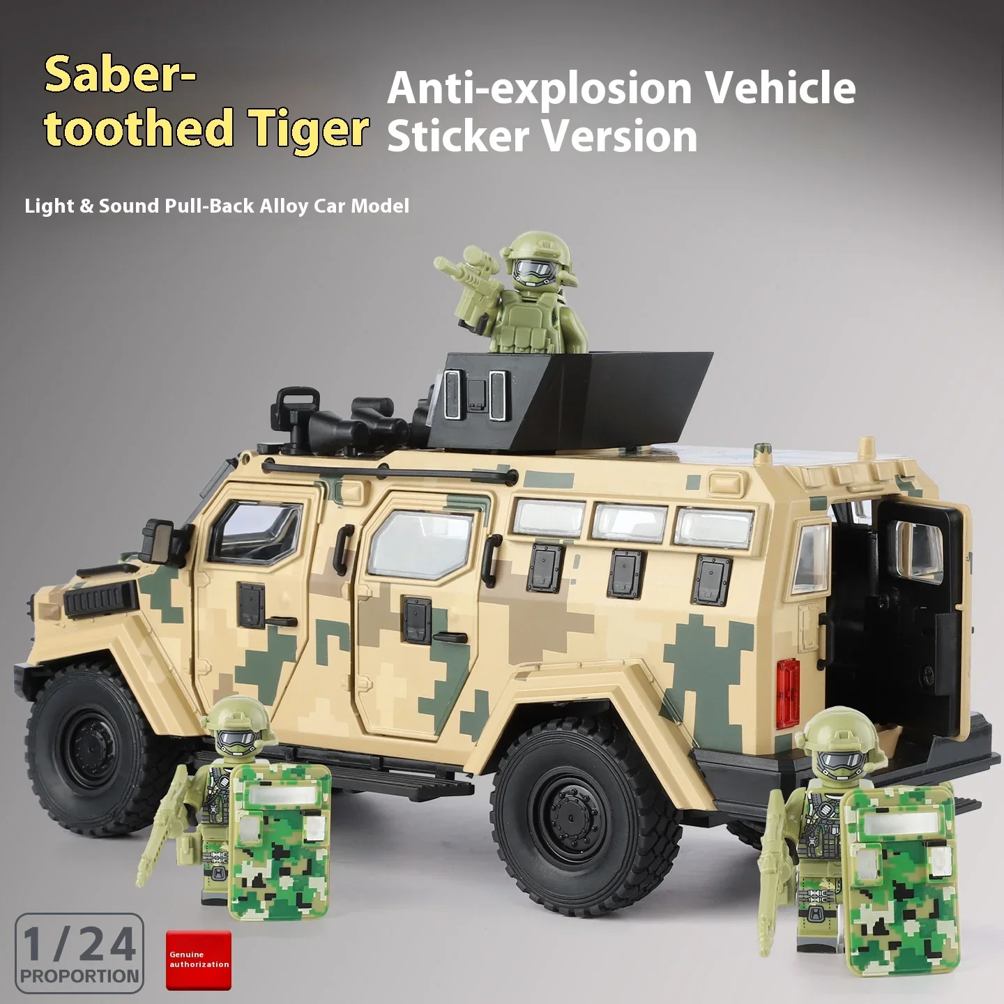 Jouet modèle de voiture en alliage antidéflagrant, tigre à sabre 1:24, ornement de table exquis, cadeau d'halloween/noël/anniversaire