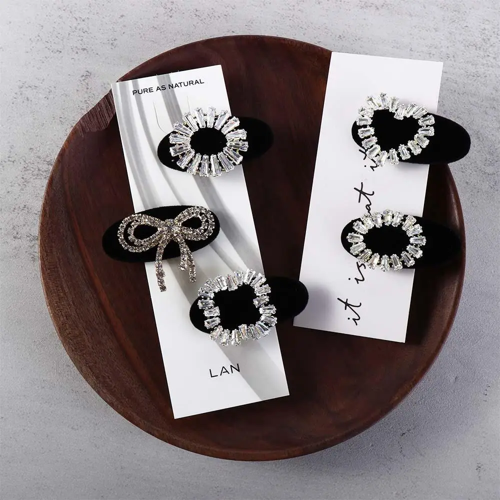أزياء الزركون القلب الفاخرة هيرباند حجر الراين المخملية منقار البط كليب الفتيات مشبك شعر الكورية نمط دبوس الشعر المشابك الحلوة
