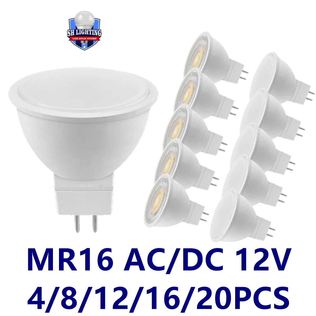 4-20 pces mr16 ac/dc 12v conduziu o bulbo do projetor gu5.3 baixa pressão 3w 5w 6w 7w luz 120 graus 38 graus cozinha estudo para casa