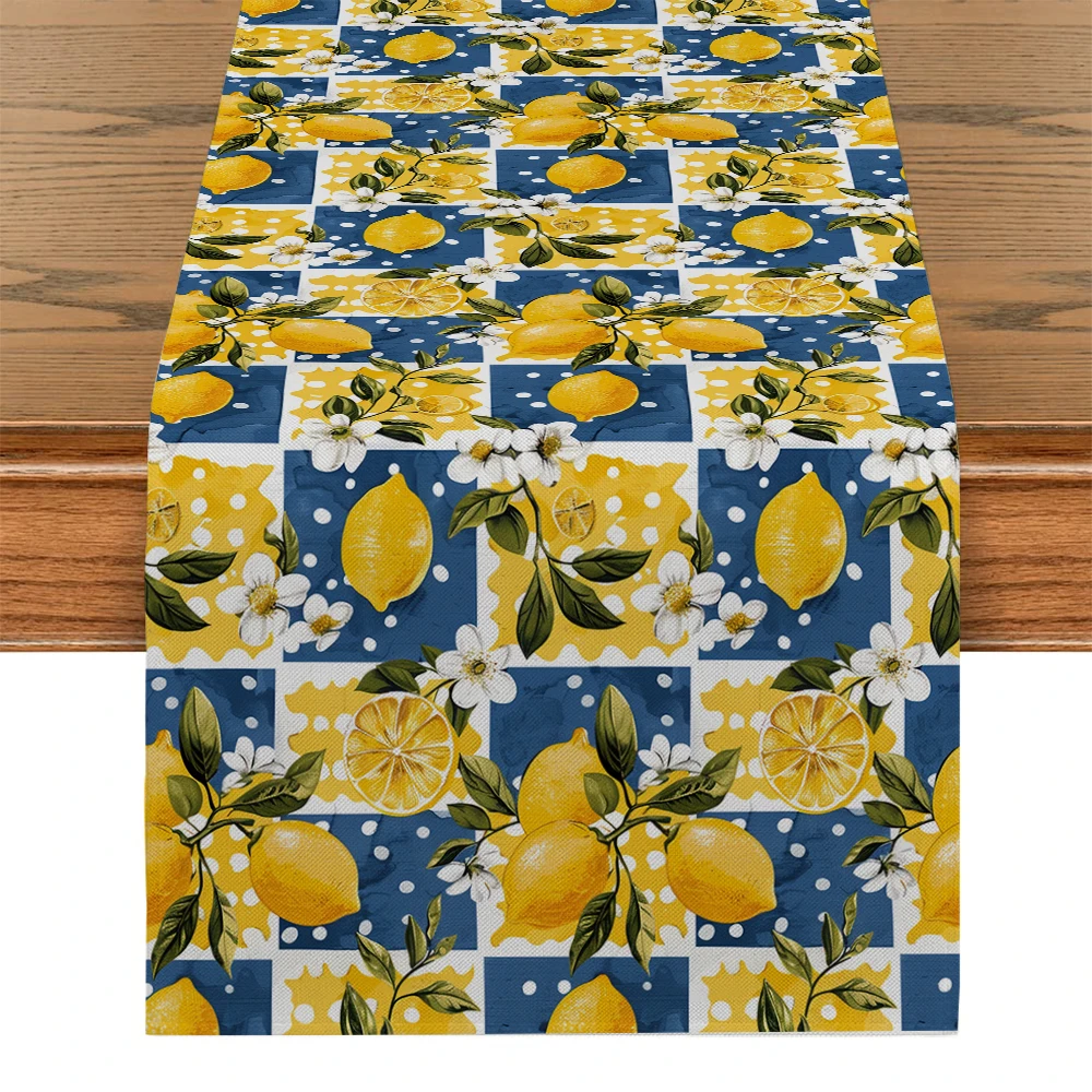 Lemon Leaf Blue and White Porcelain Table Runners Tablecloth Home Decoration Dining Tables Table Runner Wedding Party Tablecover