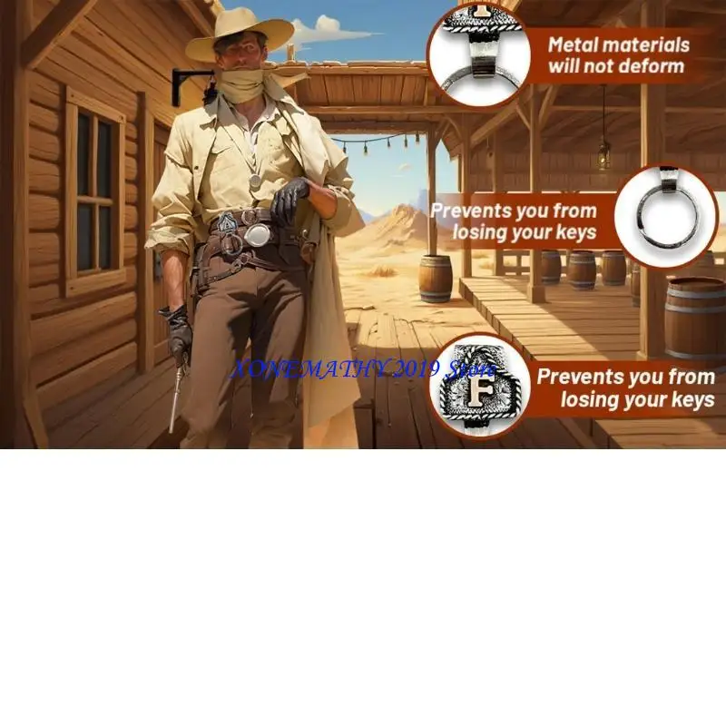 

F42F Western Holder Keychain Decors For Belt Metal Keychain Quick Release Keyring Clip for Men Business Travel Essential