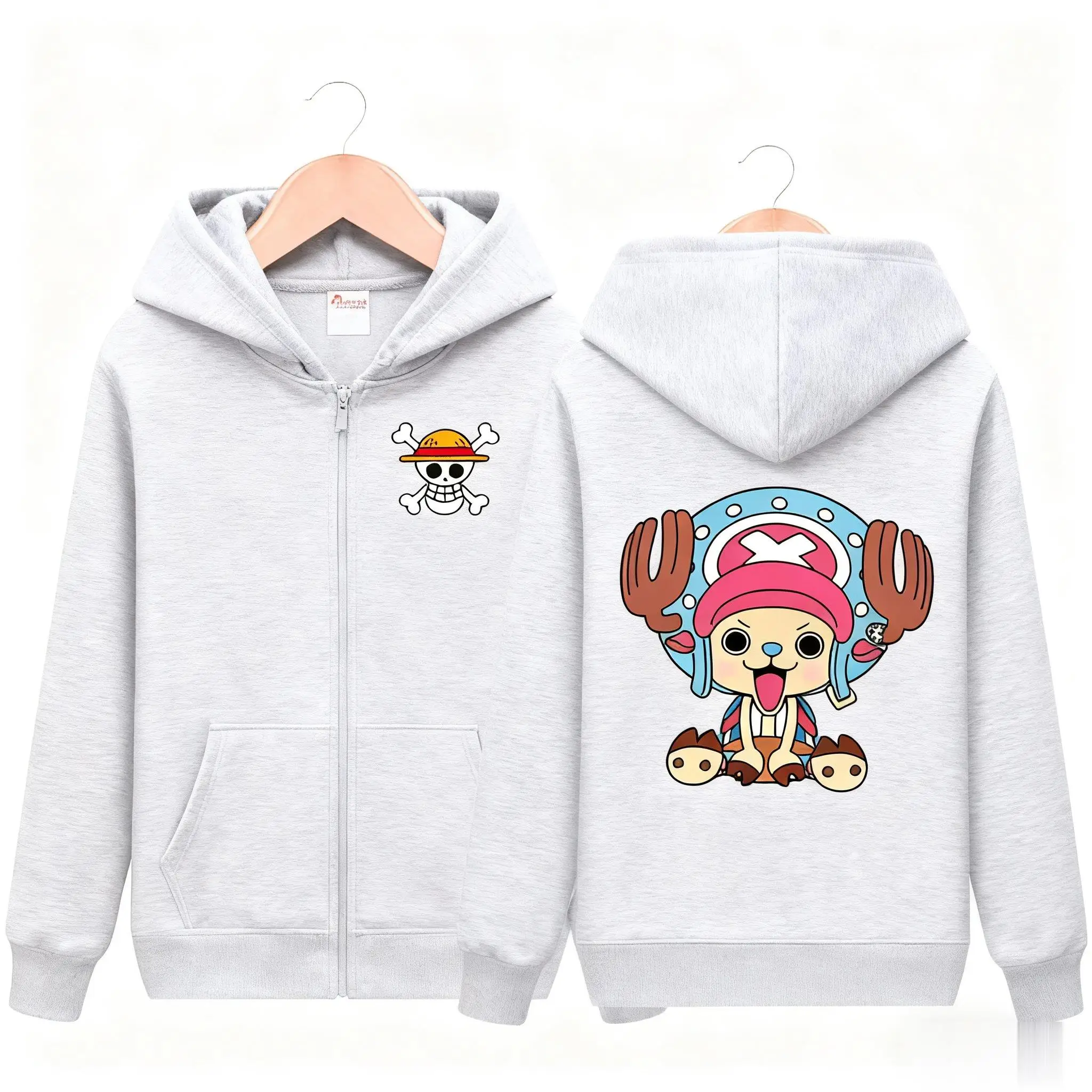 Uma peça luffy chopper moletom com capuz zip-up 2025 primavera outono casual anime dos desenhos animados impressão gráfica solta streetwear unisex