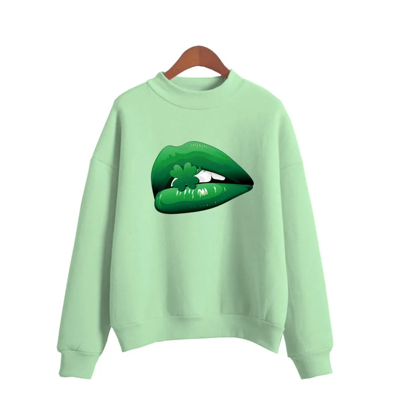 Mode Rode Lippen Afdrukken Vrouwen Sweatshirt Zoete Koreaanse O-hals Gebreide Trui Dikke Herfst Winter Snoep Kleur Losse Lady Kleding