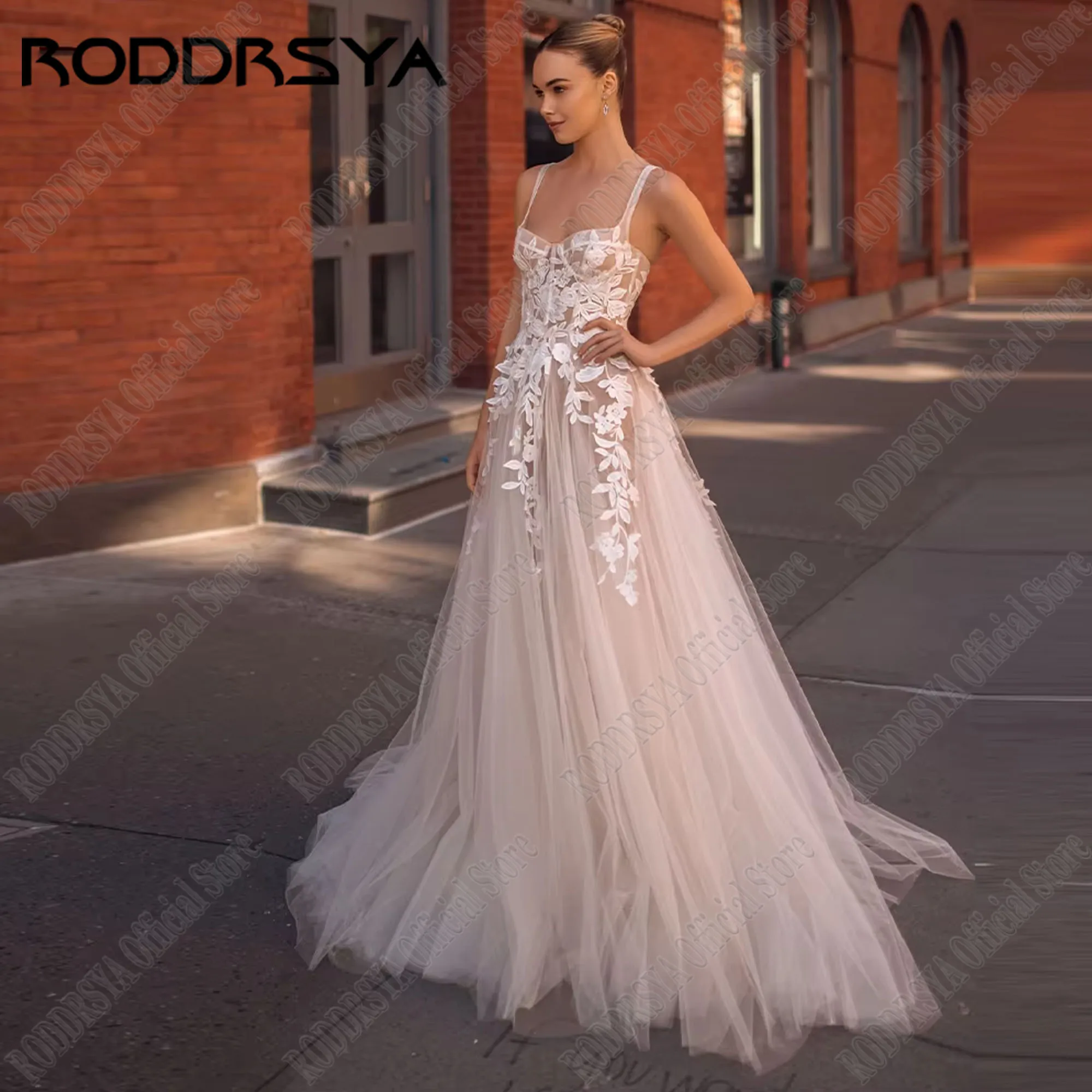 

RODDRSYA Sleeveless Wedding Dresses Applique Sweetheart Boho Bride Gowns Spaghetti Straps A-Line Tulle vestidos de boda 2024