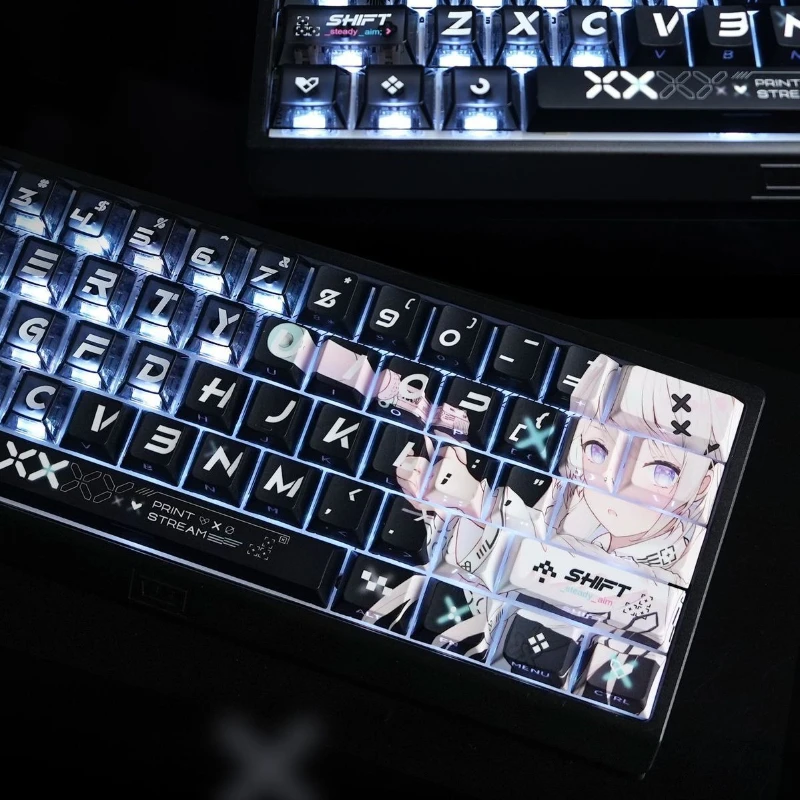 

Клавиатура с принтом CSGO для механической клавиатуры серии 60-68, Cherry PBT, пользовательские игровые колпачки для клавиш с боковой гравировкой, светопропускающие