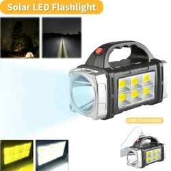 Solar LED Flashlight COB Emergency Camping Lamp LED Strong Light Outdoor Solar Torch Light USB Charging Portable Searchlight