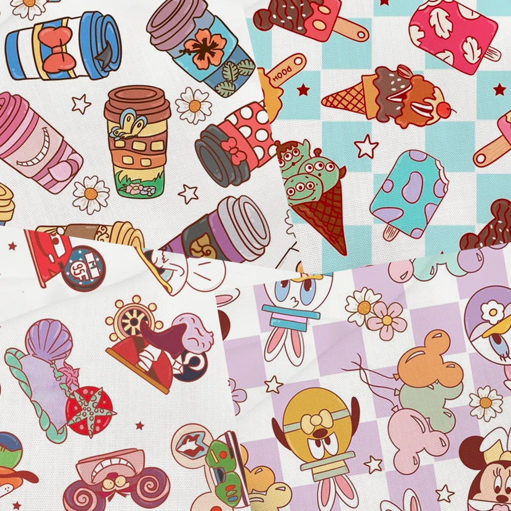 Ice cream Minnie mouse peripherals Fabric 45*140cm DIY Sewing Patchwork Quilting Baby Dress Printed Fabric polyester cotton