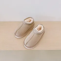 Children's Low Top Snow Boots 2026 Winter Vintage Versatile Thick Warm Cotton Shoes For Boys Girls Low Top Short Boots Size15-25
