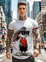 New personalized cartoon rabbit T-shirt for men with street style short sleeves and quick drying fabric comfortable 6