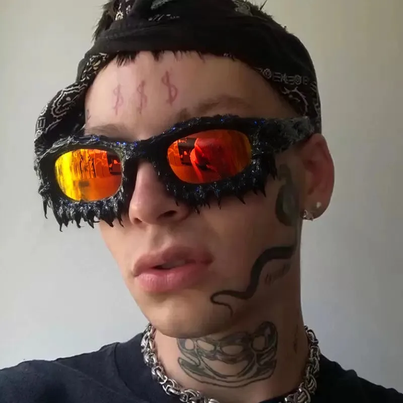 Gafas de sol polarizadas deportivas para hombre, gafas de sol geniales para exteriores, nuevo estilo, hechas a mano, pegamento en forma de gota, gafas de sol de ciclismo Punk, gafas de sol de alta calidad