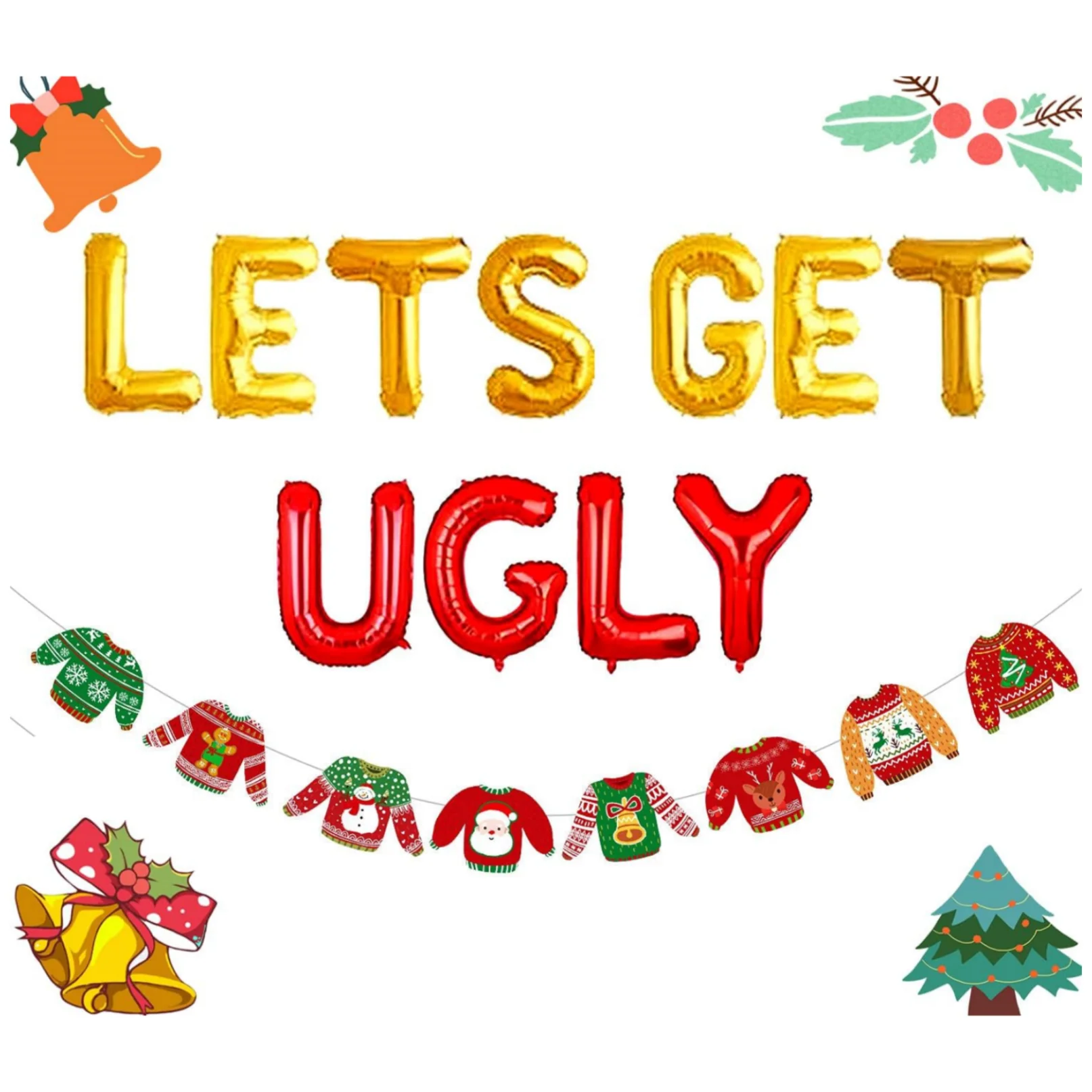 Lets Get Ugly Balloons Ugly Sweater Party Decoration Ugly Sweater Party Supplies Christmas Party Decoration