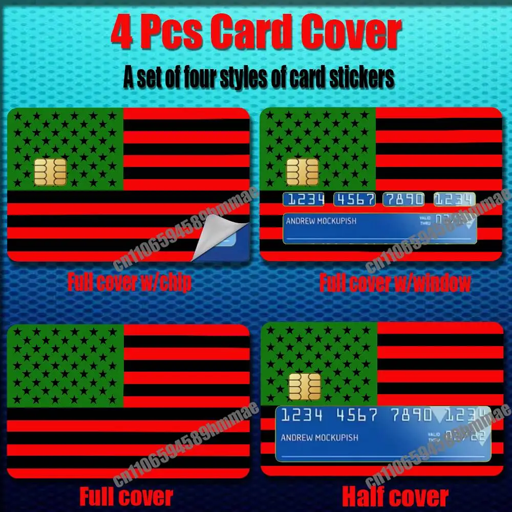 

For Black Red Green Africa Panafrikanische Flagge America USA Sticker Paper Skin ID Bank Credit Metro Self-adhesive Card Cover