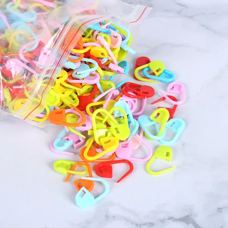 CANBOUN 100Pcs Mix Color Small Plastic Sew Pin Knit Locking Stitch Markers Crochet Latch Knitting Tools Needle Clip Hook Sewing