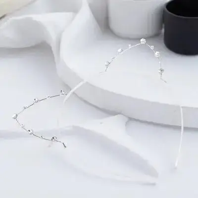 

Silver Rhinestone Cat Ears Headband Durable Metal Costume Party Accessory One Size Fits Most Women Ladies Masquerade Ball