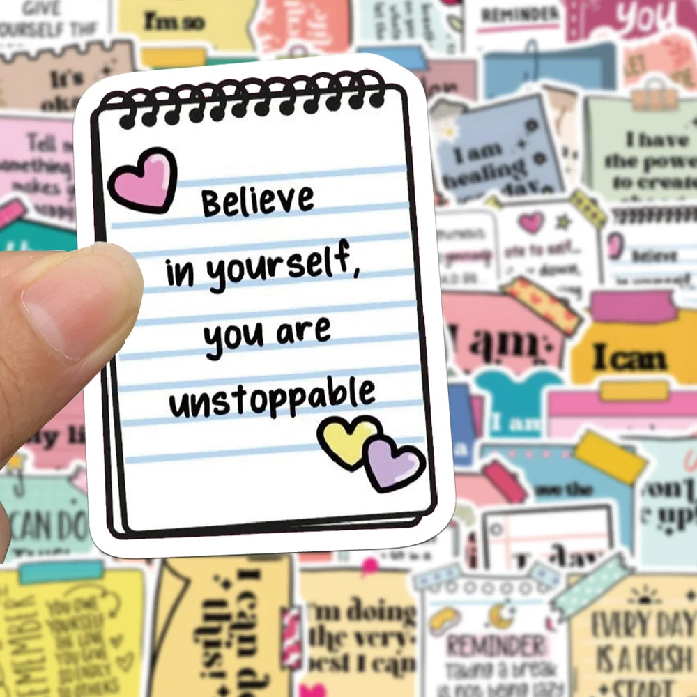 10/50pcs Cute Motivational Words Test Stickers Inspirational Decals for School Teacher Student Stationery Notebook Diary Sticker