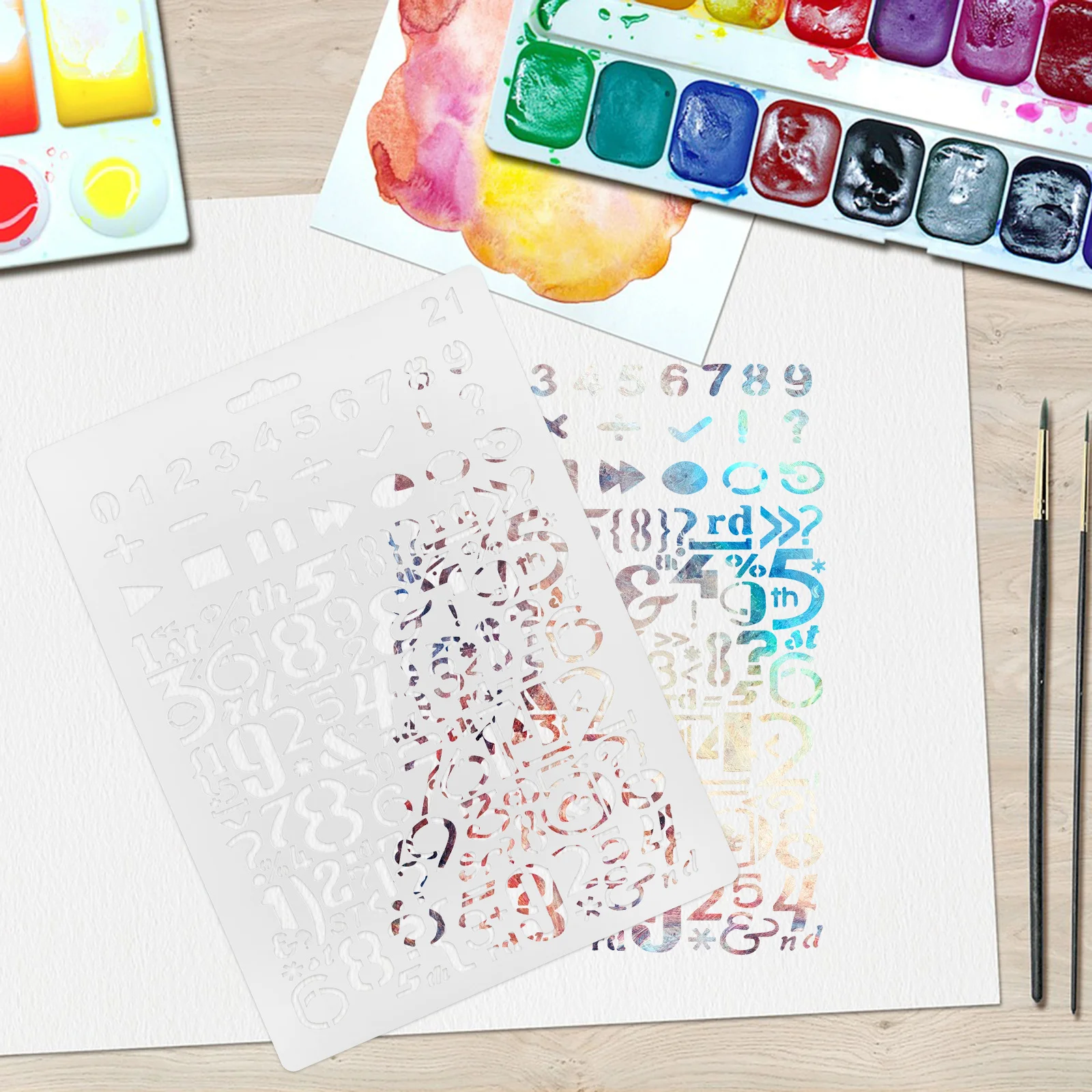 8개입 페인팅 스텐실 플라스틱 재사용 가능 공예용 DIY 벽 장식 대형 알파벳 숫자 글자 몰드 스프레이 스텐실 우드 버닝