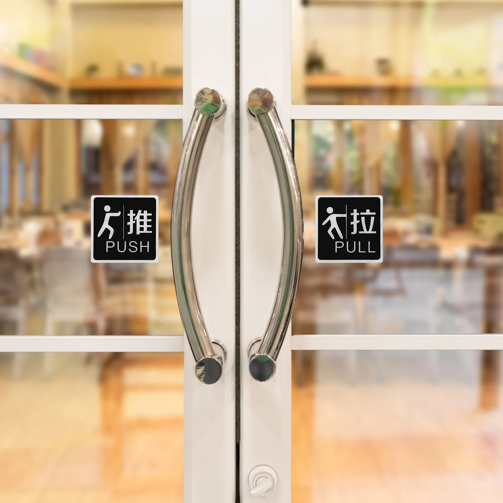 

1Pair Acrylic Push Pull Door Sign Self-Stick Glass Door Indicator Clear Visibility Easy Install Adhesive Acrylic Sign