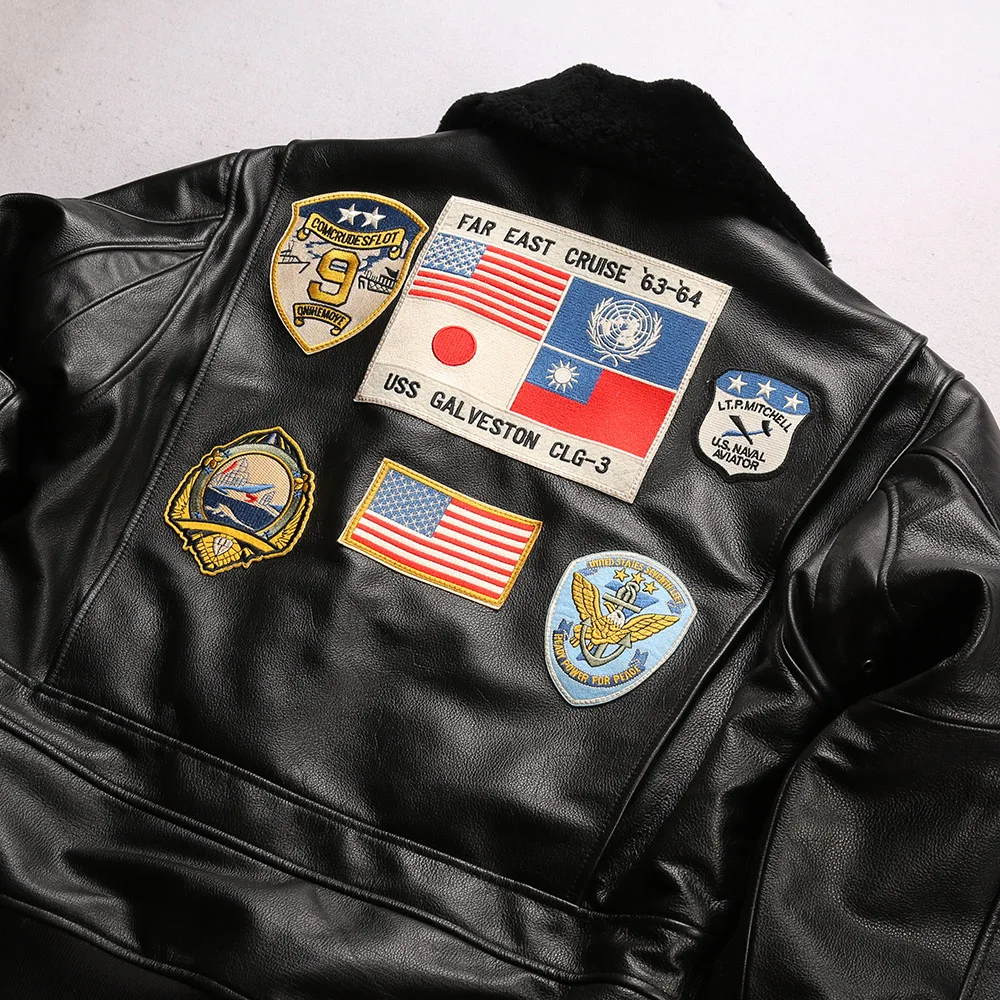 Top Gun Bomber G1 Flight Top Layer 100% genuine Cowhide Leather Jacket High Quality Man Genuine Leather Lapel Leisure Jackets