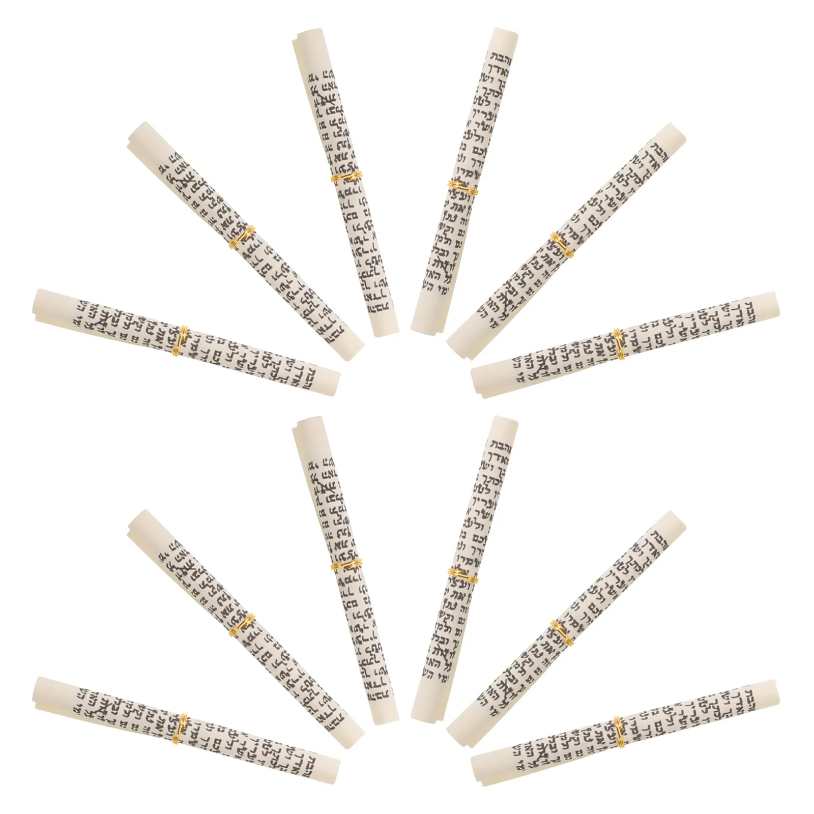 15Pcs Jewish Mezuzah Paper Scroll Hebrew Home Blessing Rolled Parchment Scroll Door Decoration Set Golden Hoop