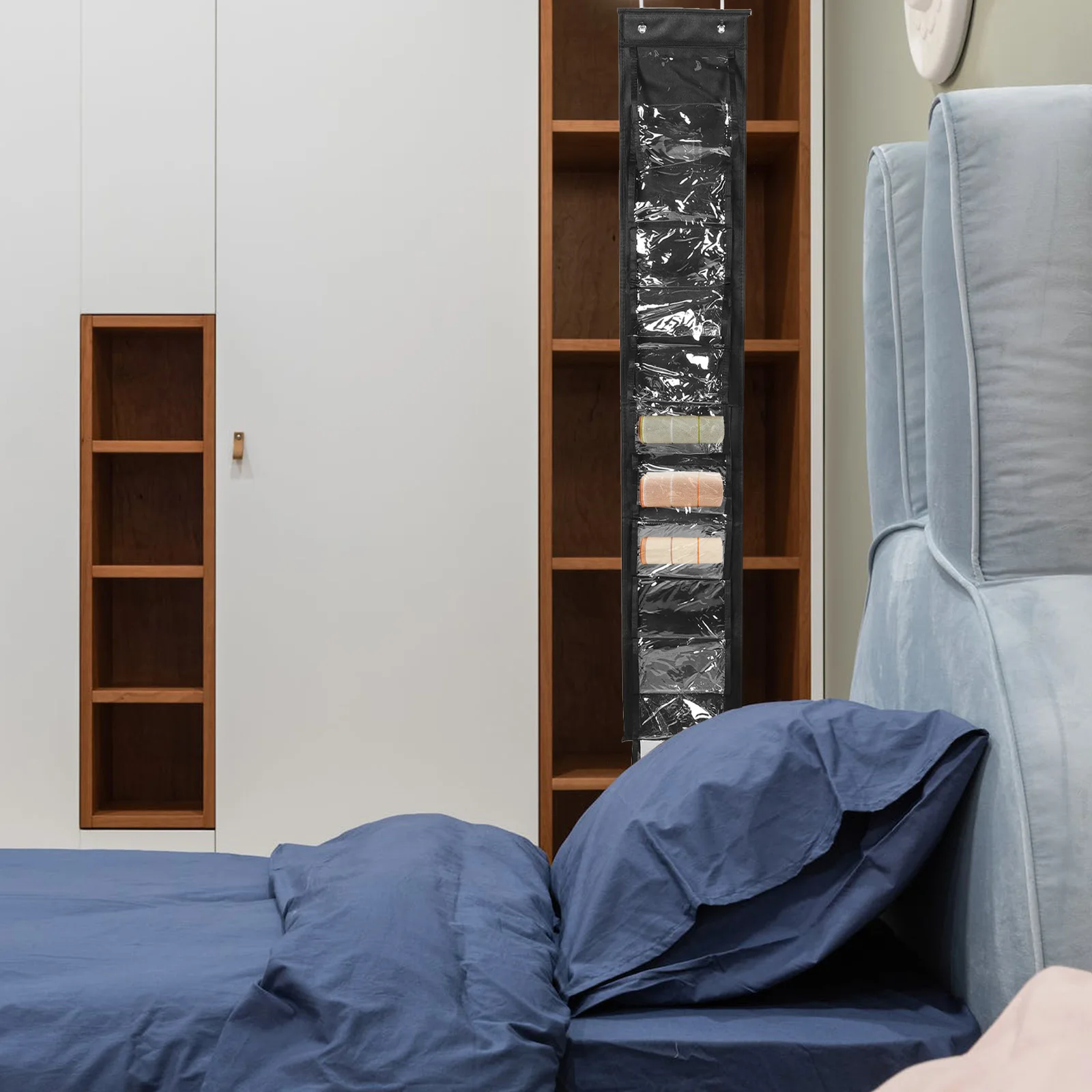 

Multipurpose Hanging Storage Organizer Bag Clothes Towel Shirt T-Shirts Closet Compartment Roll Rack Non-Woven Fabric