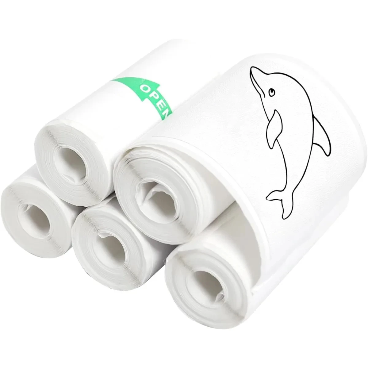 Papel adhesivo térmico de 57x25mm, papel adhesivo sin tinta negro sobre blanco para Mini impresora térmica, recibo de caja registradora, 5/10 rollos