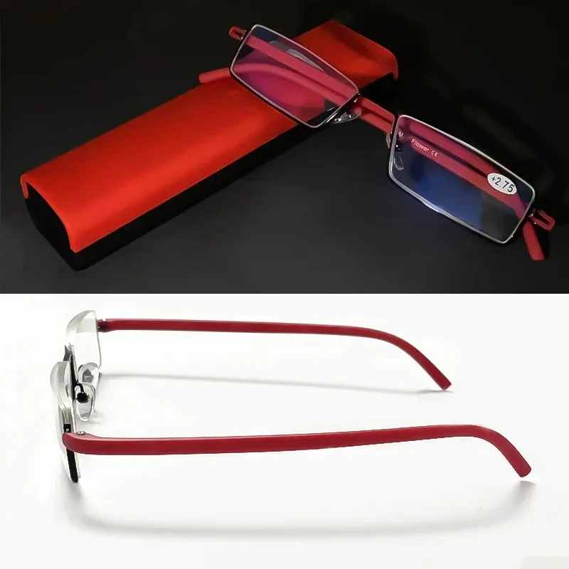 Quadratische Lesebrille Blaulichtfilter Halbrahmen Presbyopie-Brille Mit Etui Herren Damen +1 1,25 1,5 1,75 2 2,25 2,5 2,75 – Detail 9
