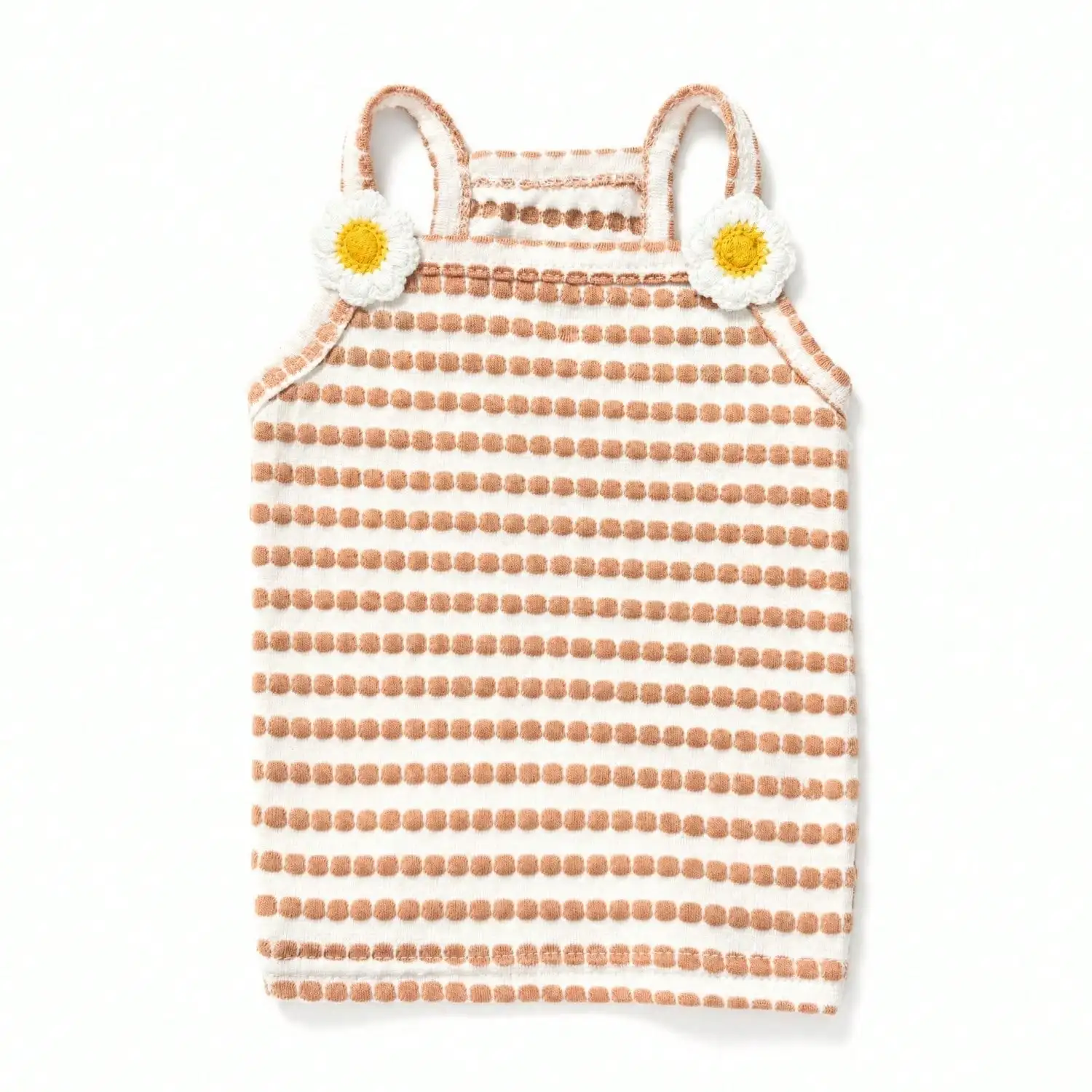 1 Stück gestreiftes Strick-Hundetanktop mit 3D-Frucht-Blumen-Ornament, atmungsaktive Welpenweste für kleine Hunde – Detail 3