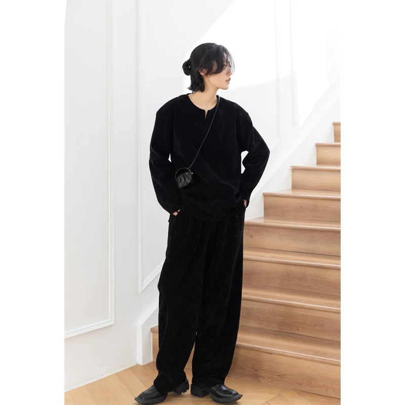 

Sunyvonne22FW Dark Style Set with Sheneel Tweed Embroidery Straight Leg Pants And Hoodie Cotton Casual Sportswear