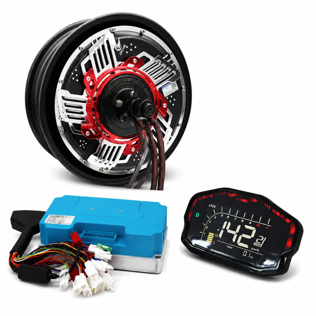 DKYS 12-inch 40H 3500WP Motor,Speed Or Balanced Version; Fardriver ND72680BT Controller; DKD LCD Display, For Motorcycles.