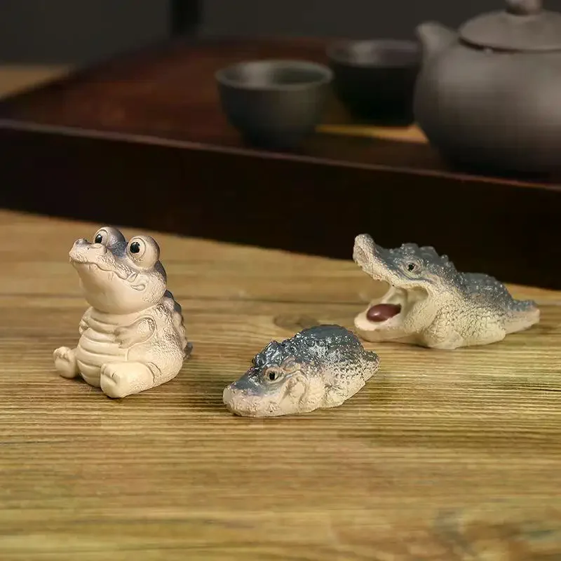 Chubby Tea Pet Small Crocodile Tea Pet Ornament Handmade Tea Ceremony Tea Game Tea Table Gift Decoration For Lawn Desktop