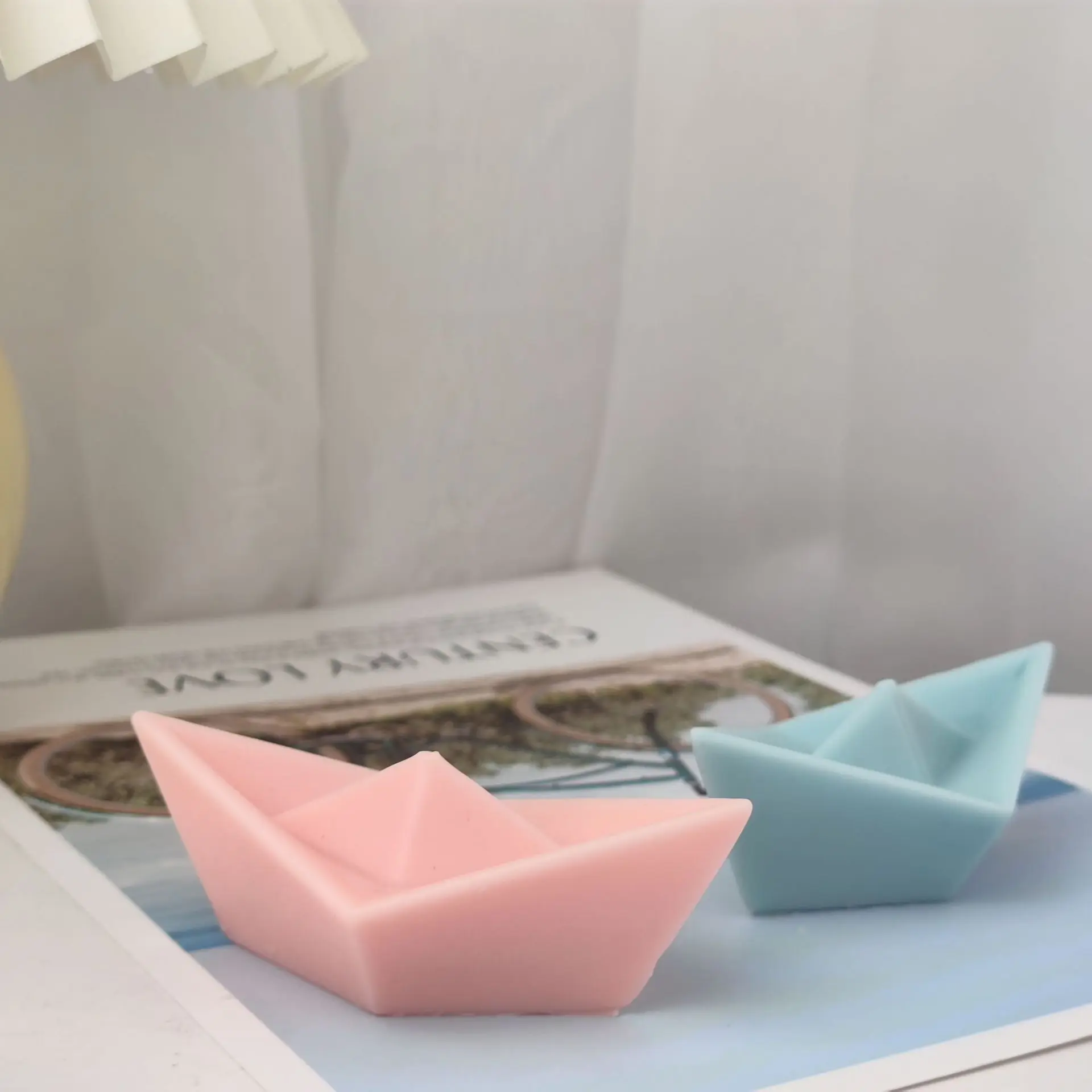 Prayer Ship Silicone Mold 3D Paper Boat Soap Scented Candle Mold Home Decor Craft DIY Cake Decorating Tool