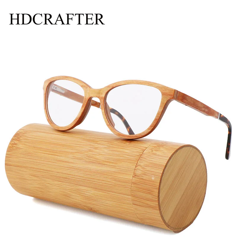 HDCRAFTER Retro Glasses Frame Men Real Wood Designer Optical Eyewear Myopia Reading Women Prescription Eyeglasses Clear Lens