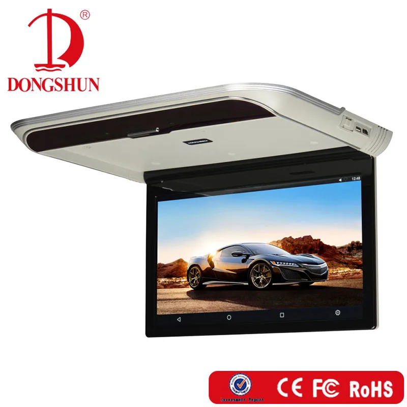 Latest FHD 1080P android 8.0/9.0 with 7 color ambient lights car roof lcd ceiling monitor