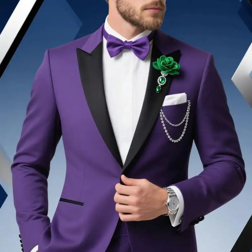 

3 Pieces Wedding Men's Suits Formal Groom Tuxedos Business Suits Casual Slim Fit Blazer Double Breasted Vest