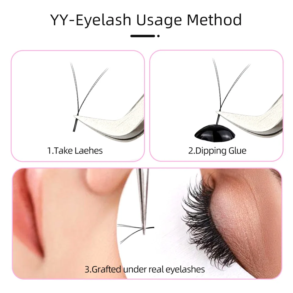 AGUUD W Shaped Bloom 2D 3D 4D Automatic Flowering Premade Fans Eyelashes Extension Mesh Net Cross Lash Double Tips YY Shape lash