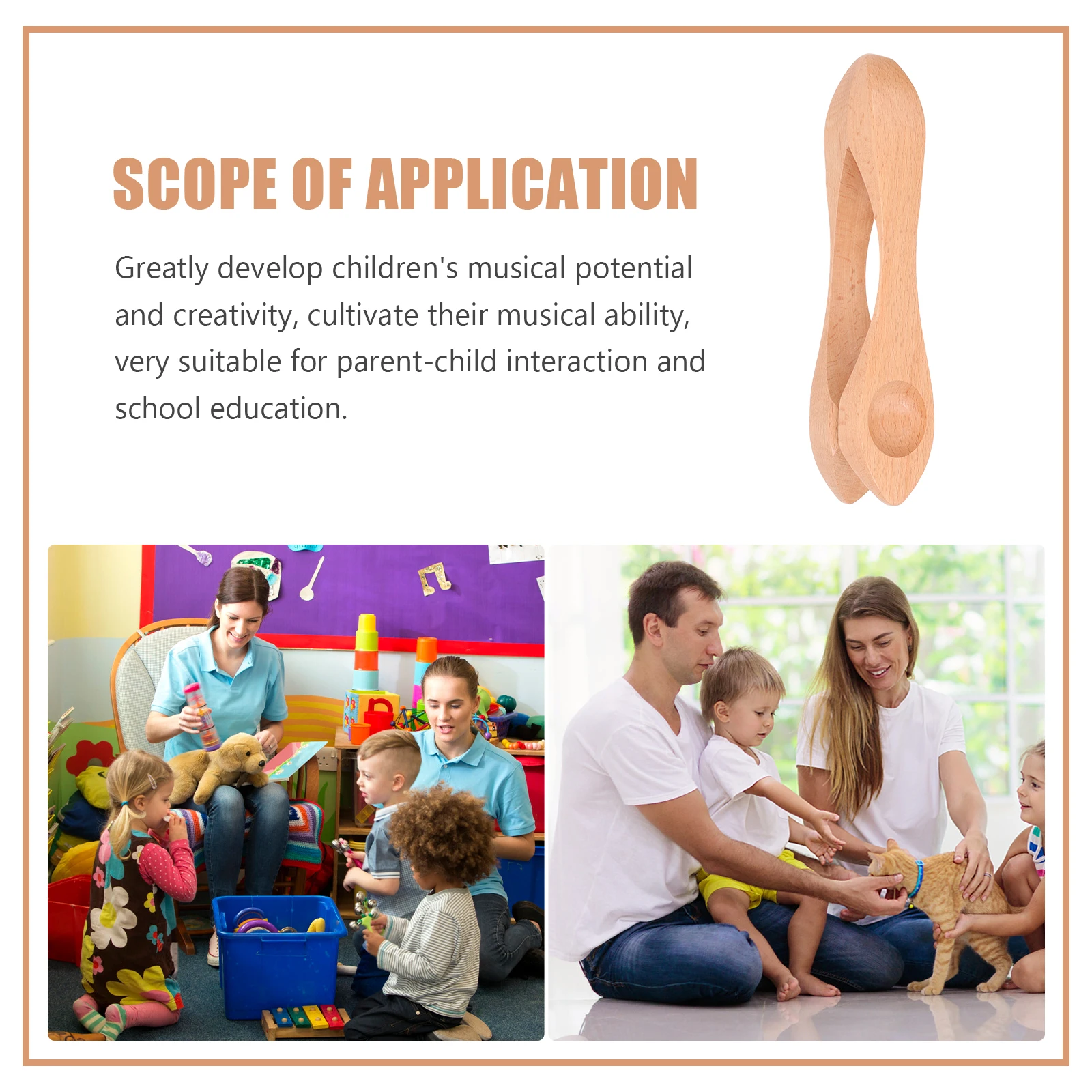 

Natural Wood Musical Spoon Wooden Percussion Instrument For Educational Music Performance Spoons Durable