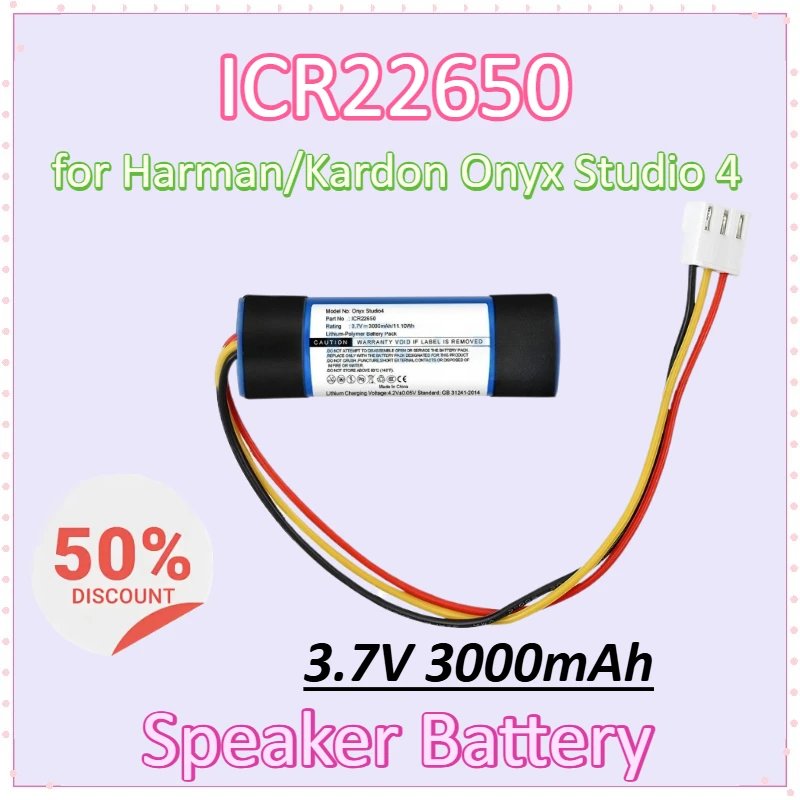 

New ICR22650 3.7V 3000mAh Speaker Battery for Harman/Kardon Onyx Studio 4 High Quality Replacement Newly upgraded Rechargeable